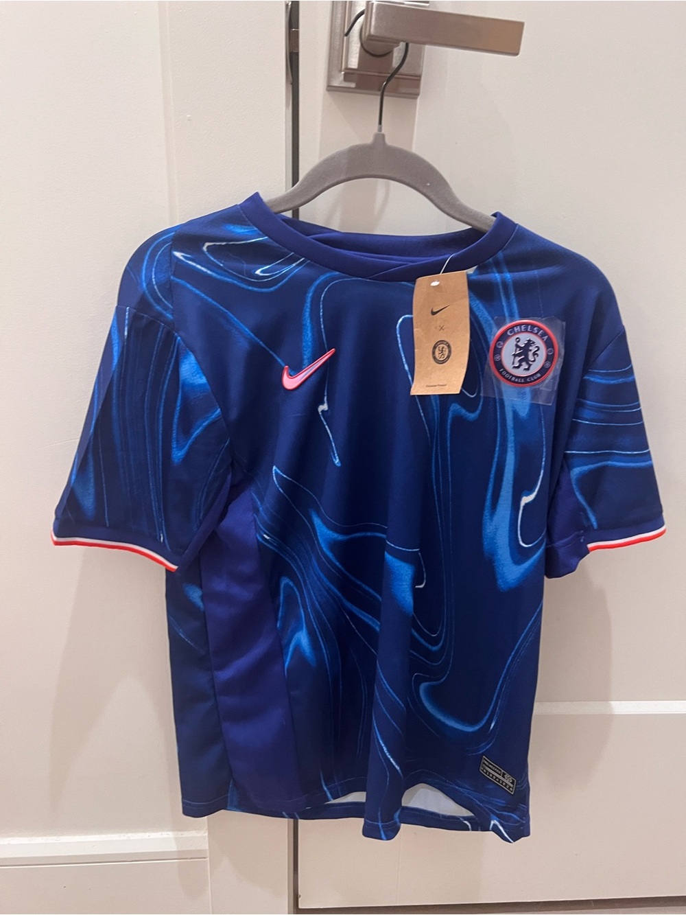 Nike Kids Chelsea Blue Short-Sleeve Soccer Jersey with Pink Swoosh- Cole Palmer